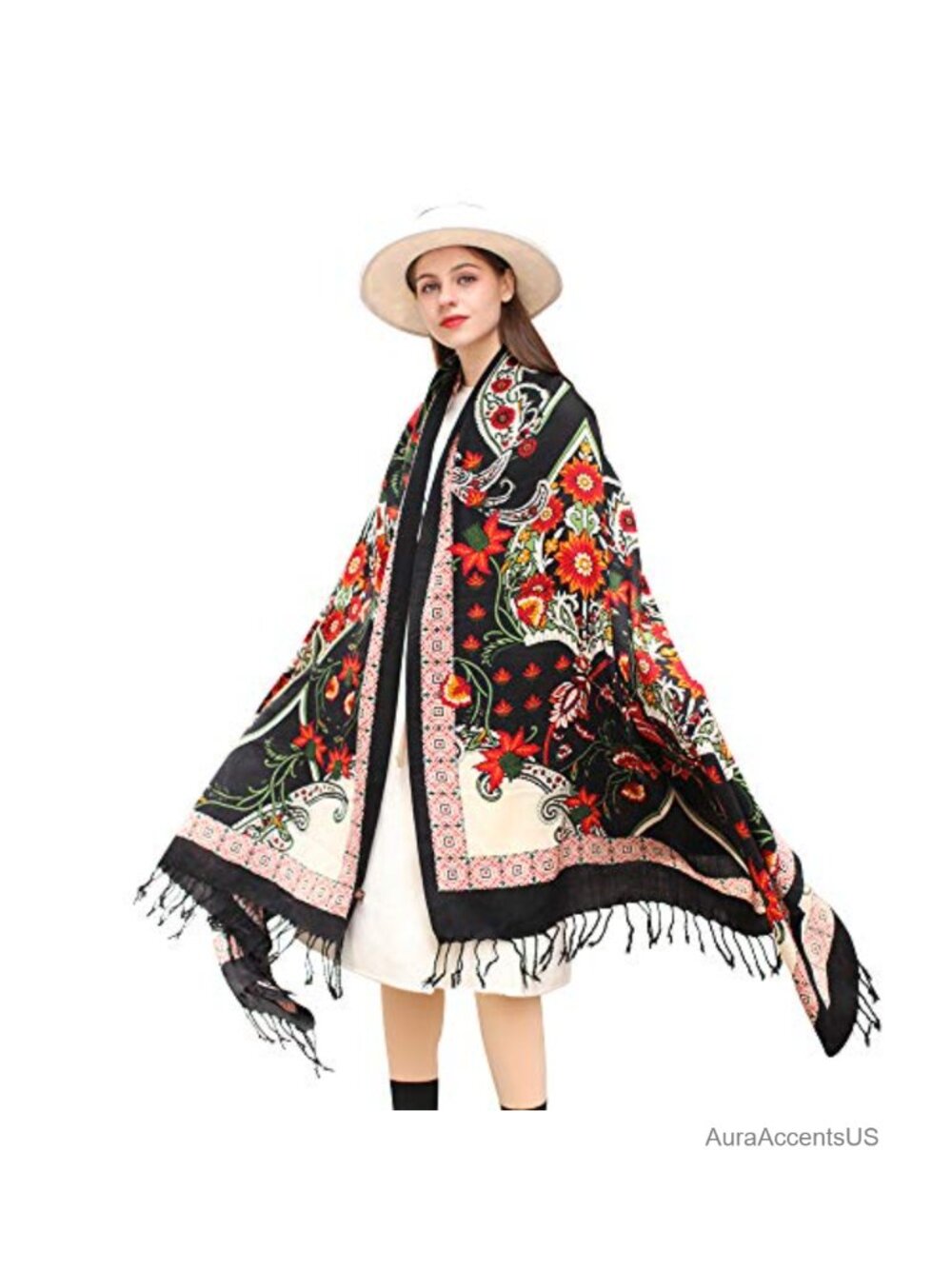 100% Merino Wool Oversized Pashmina Shawl Wrap Women Travel Gift